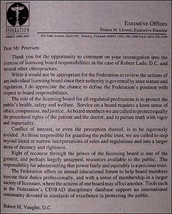 Letter from Federation of Chiropractic Licensing Boards