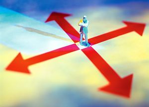 man in a crossroads