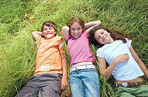 kids in grass