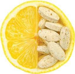 lemon with pills