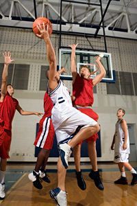 playing basketball